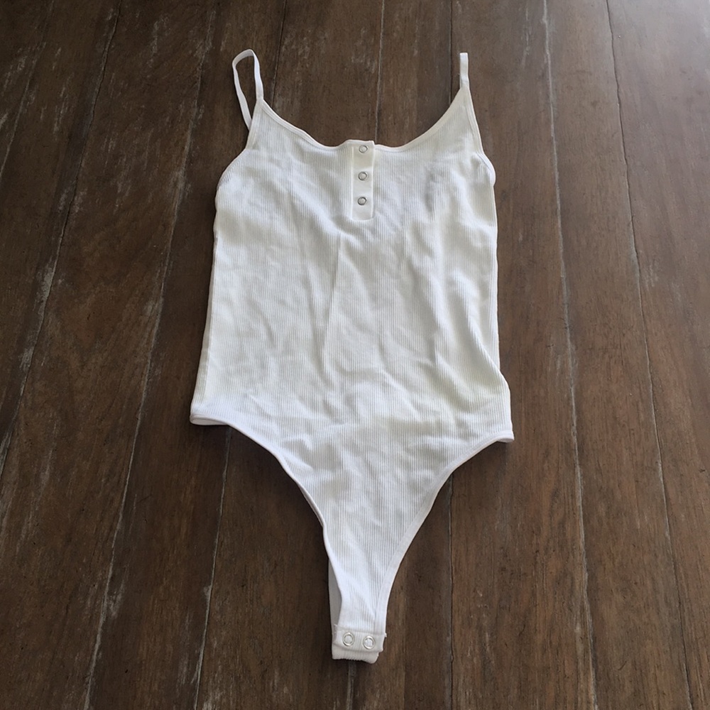 White button-up body suit
